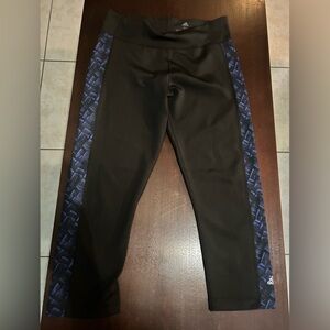 adidas Black Leggings with Blue Patterned Sides